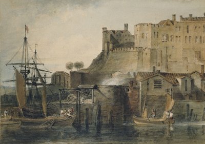 チェスター城、c。 1805（グラファイトの上に水彩、ペンとインク、スクラッチアウト） 作： Joseph Mallord William Turner